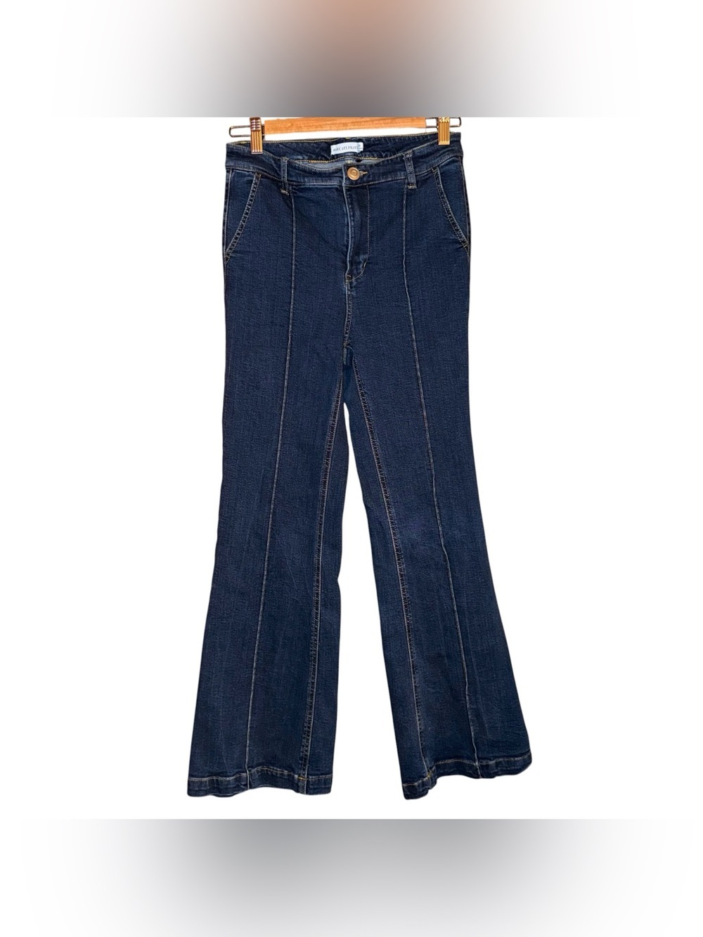 ANTHROPOLOGIE x Avec Les Filles High Rise Ankle Crop Flare Jeans Medium Wash 26